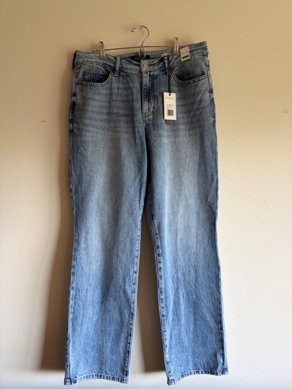 Judy Blue Mid Rise Rigid Magic Destroy Straight Denim - Picture 3 of 8